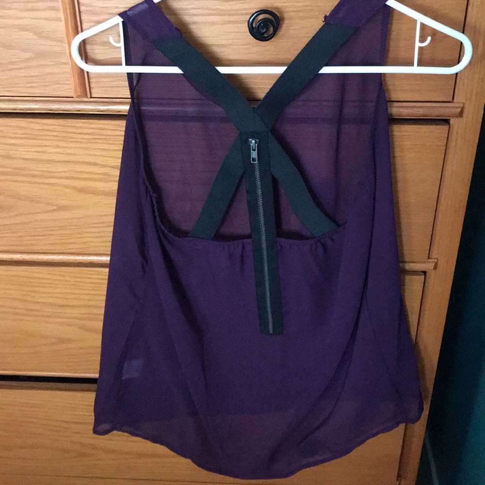 Sassy plum sheer racer tank so M